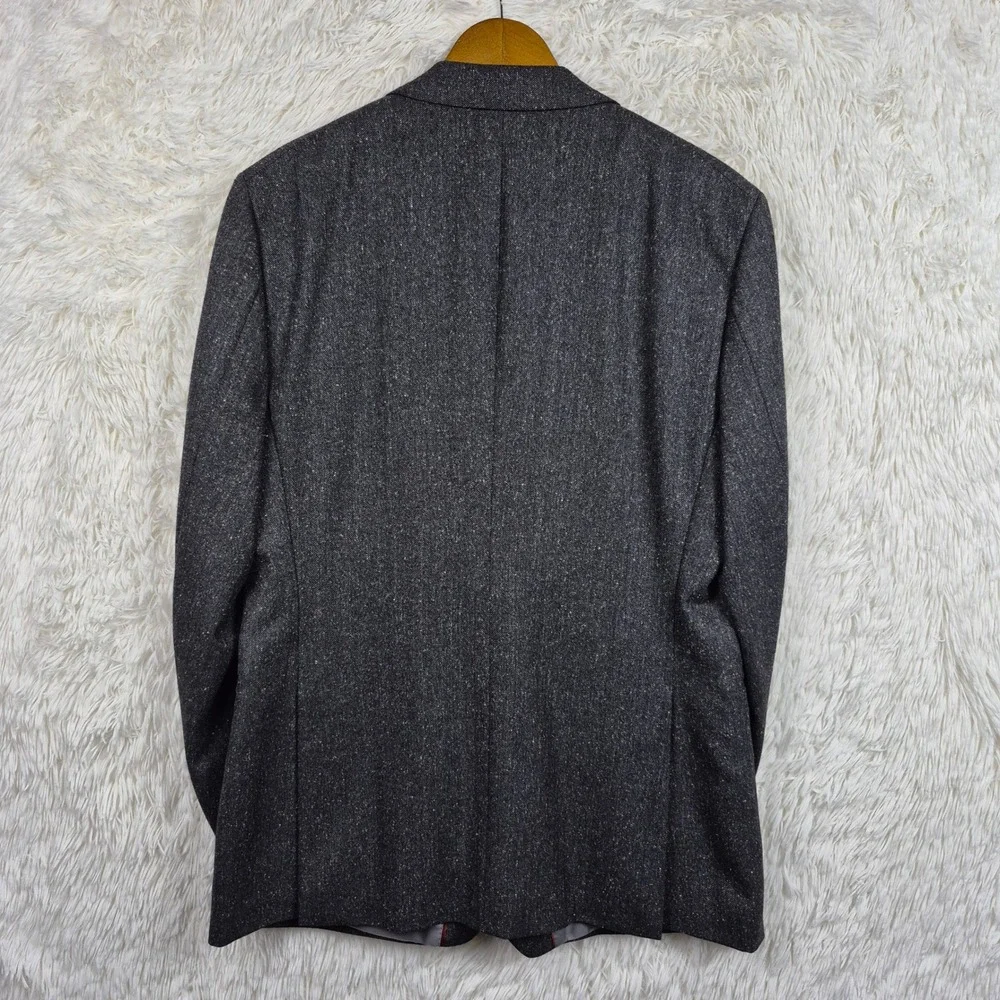 Rudolf Valentina Vitale Barberis Canonico Wool Silk Herringbone Blazer 42R Gray